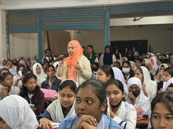 A student asking a question during a school session